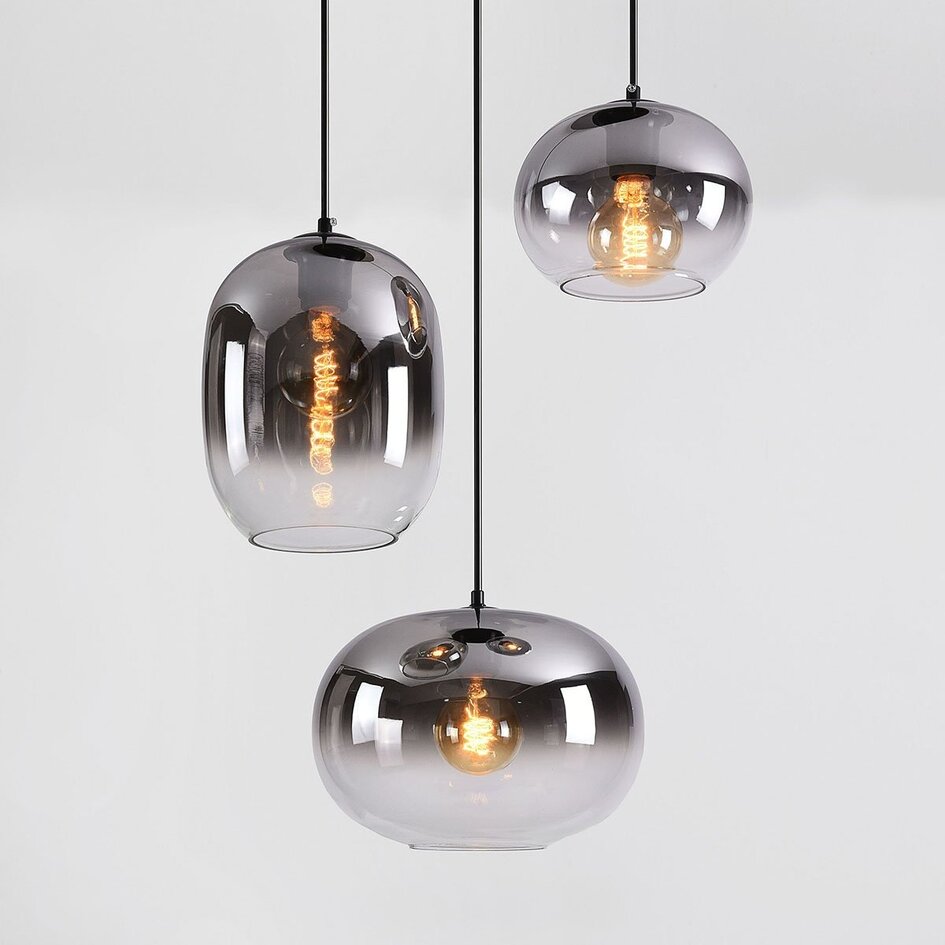 3 światła lampa wisząca Olare z przydymionym szkłem ombre