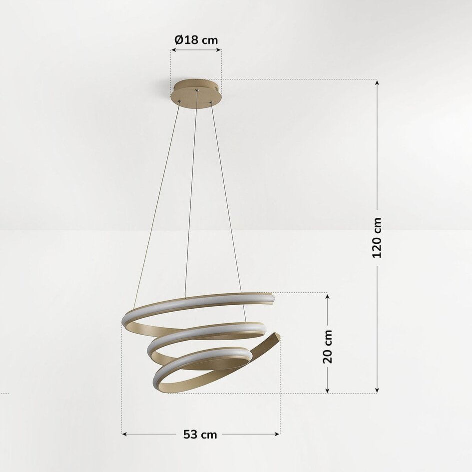 Design lampa wisząca Tynara z wbudowanym źródłem LED, 3-stopniowo ściemnialne - beż piaskowy