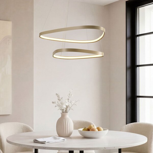 Design lampa wisząca Nivara z wbudowanym źródłem LED, 3-stopniowo ściemnialne - piaskowo-beżowy
