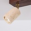 Lampa sufitowa Orven z 2 obrotowymi reflektorami z trawertynu (kamień naturalny) i imitacją drewna