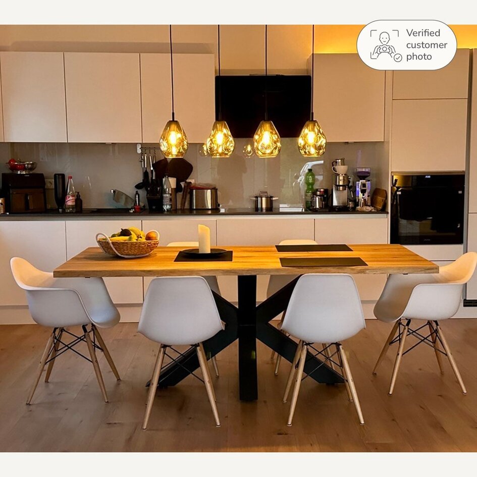 4-światła design lampa wisząca czarna z przydymionym szkłem - Faliste