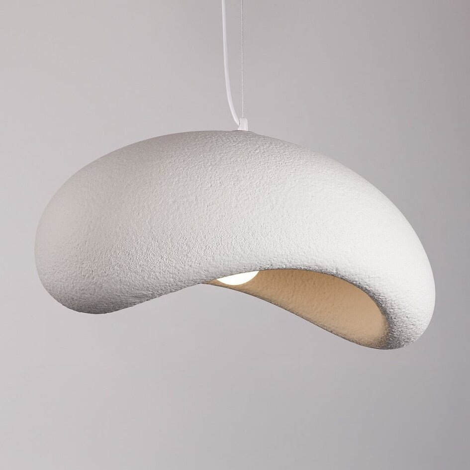 Lampa wisząca Wabi-Sabi Zenji 60 x 42 cm o fakturze przypominającej kamień - biała