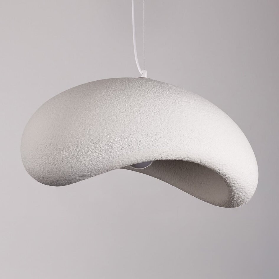 Lampa wisząca Wabi-Sabi Zenji 60 x 42 cm o fakturze przypominającej kamień - biała