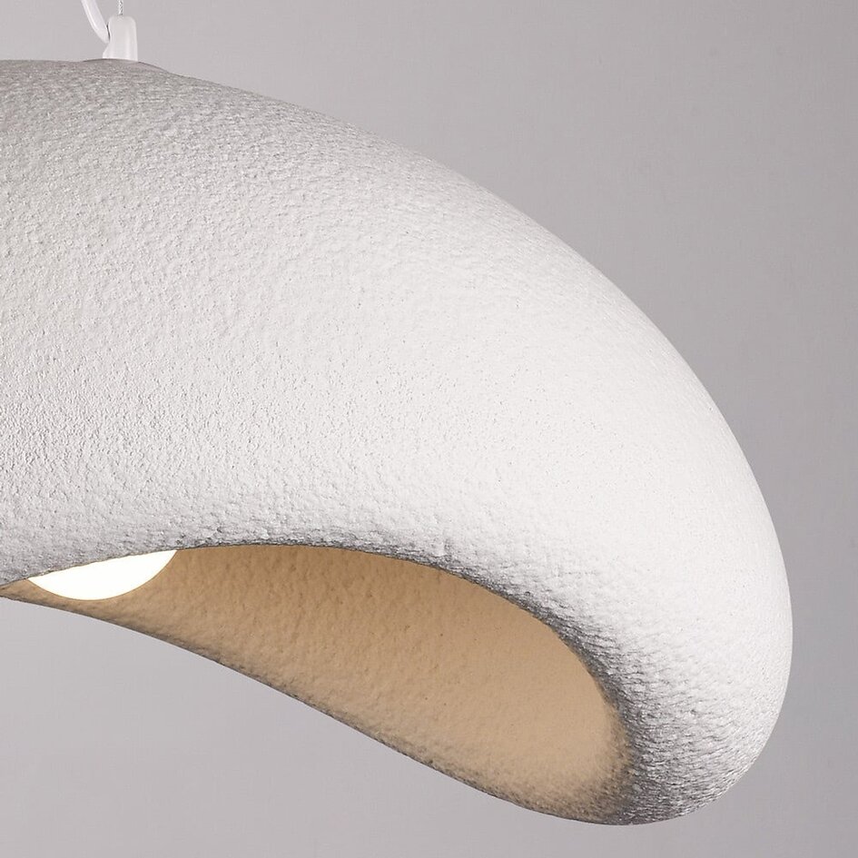Lampa wisząca Wabi-Sabi Zenji 60 x 42 cm o fakturze przypominającej kamień - biała