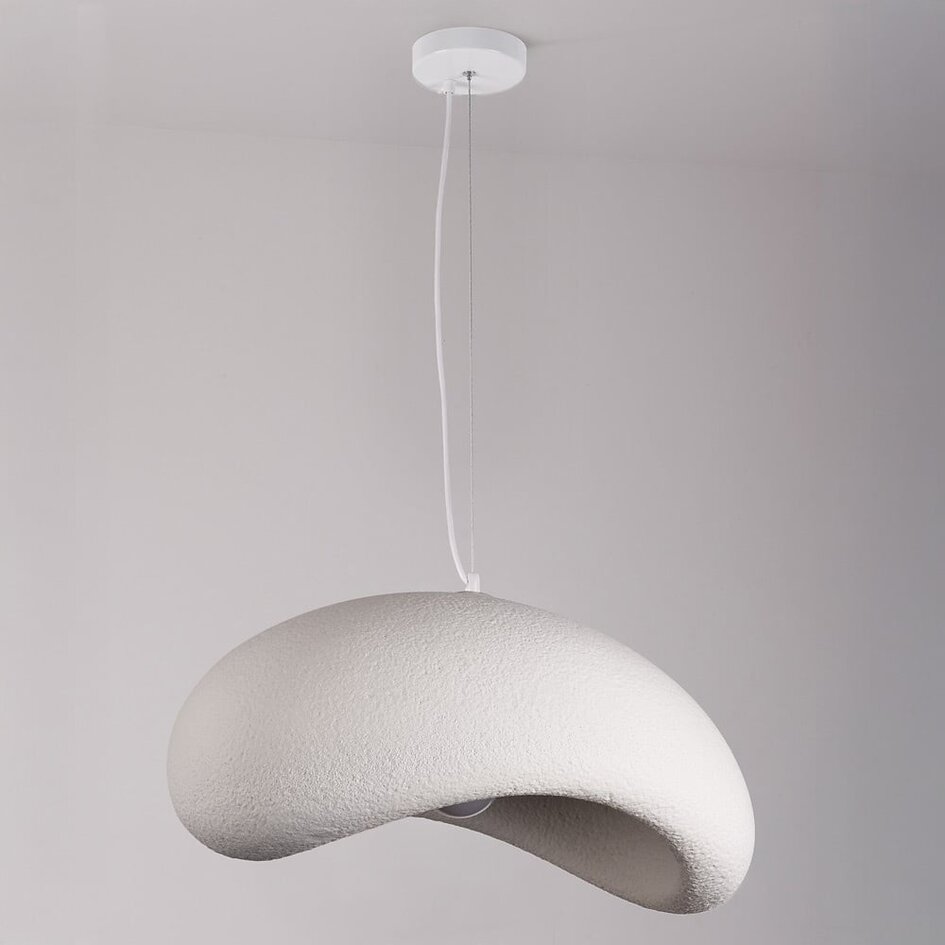 Lampa wisząca Wabi-Sabi Zenji 60 x 42 cm o fakturze przypominającej kamień - biała