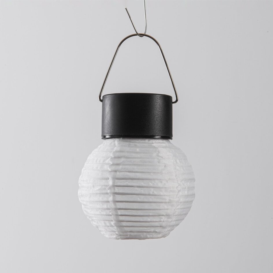 Lampion solarny Soleni – lampa wisząca na energię solarną z białego nylonu