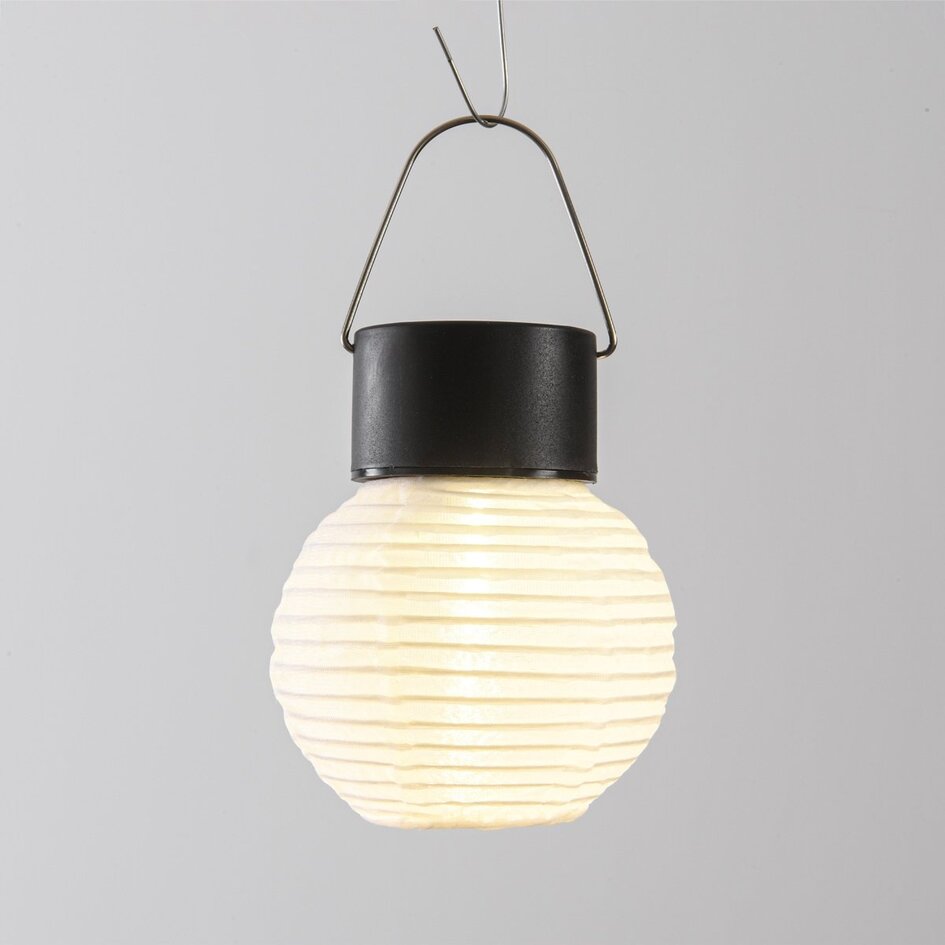 Lampion solarny Soleni – lampa wisząca na energię solarną z białego nylonu