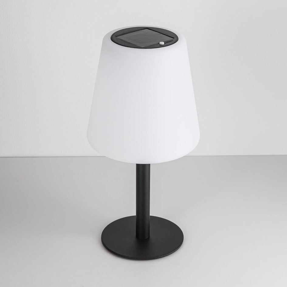 Solarna lampa stołowa Lucen z metalową podstawą i ciepłą bielą