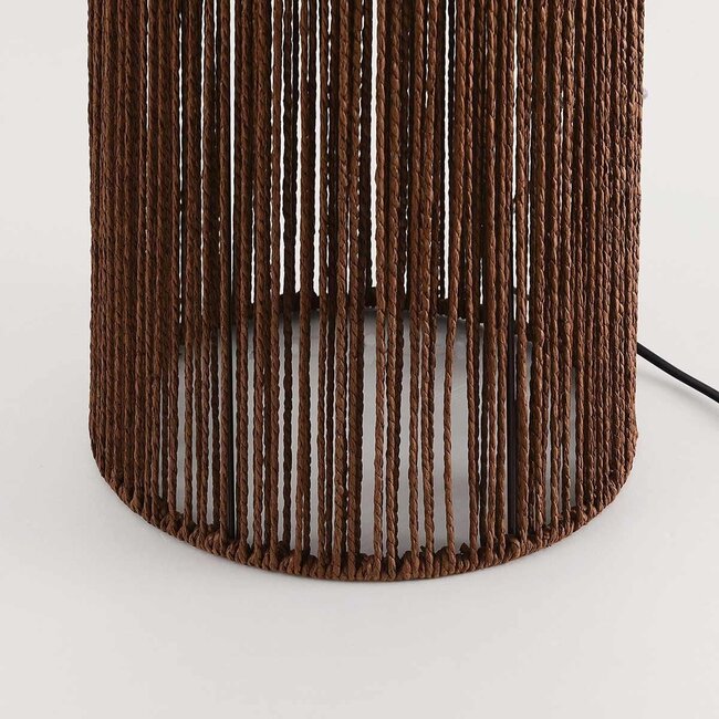 Lampa podłogowa Anori z plecionego sznurka papierowego w kolorze ciemnobrązowym