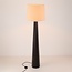 Lampa podłogowa Mirno z ciemnego bambusa z lnianym kloszem