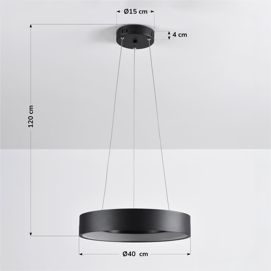 Nowoczesna lampa wisząca z czarnego matowego metalu - Roundy
