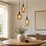 Designowa lampa wisząca 3 światła Verona - bursztynowe szkło z zaokrągleniem