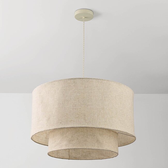 Lampa wisząca Cavallo dwuwarstwowa z lnianym kloszem - w kolorze złamanej bieli