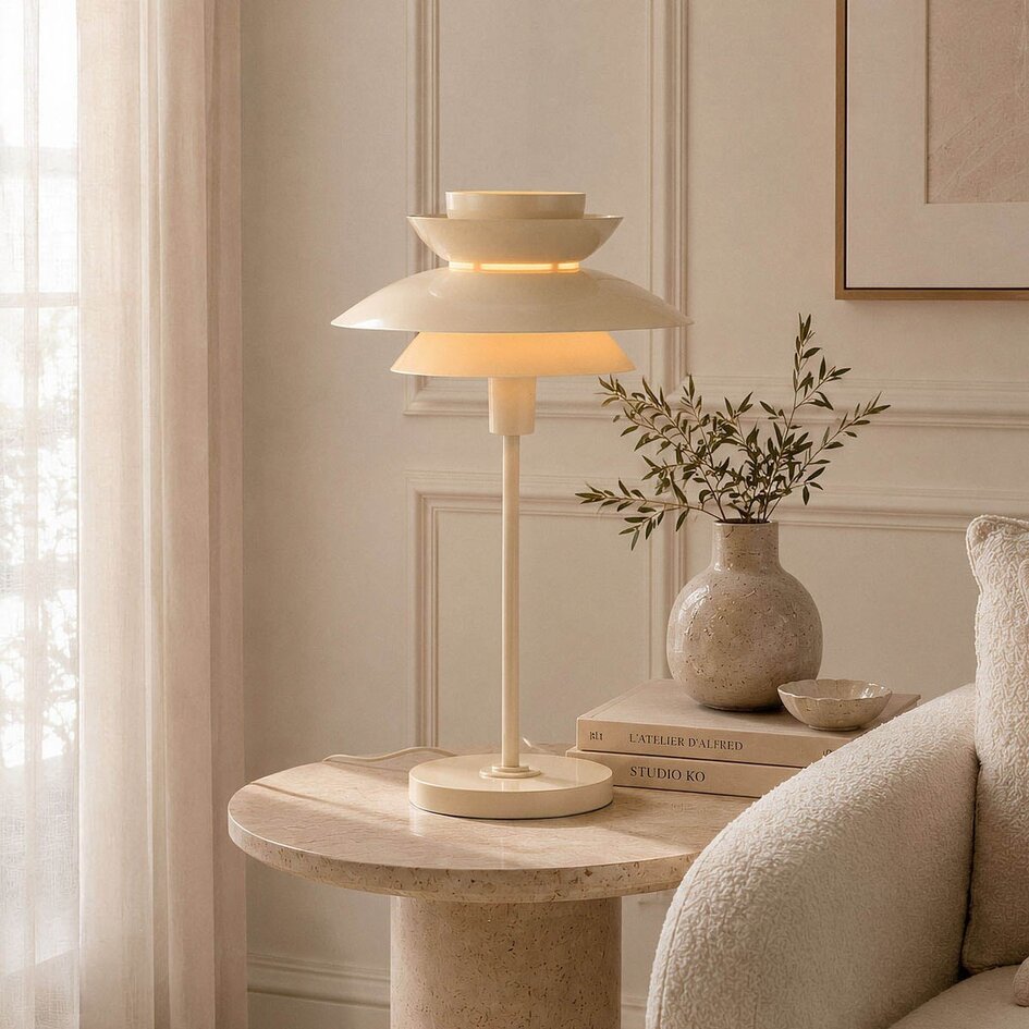 Lampa stołowa Auryn – błyszczący beż
