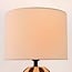 Lampa stołowa Miora – z ceramiki w paski, z abażurem z tkaniny, beżowa