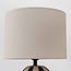 Lampa stołowa Miora – z ceramiki w paski, z abażurem z tkaniny, beżowa