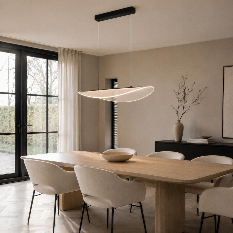 Designerska lampa wisząca Flectra z 3-stopniowo ściemnialnymi diodami LED i wzorem siatki - czarna