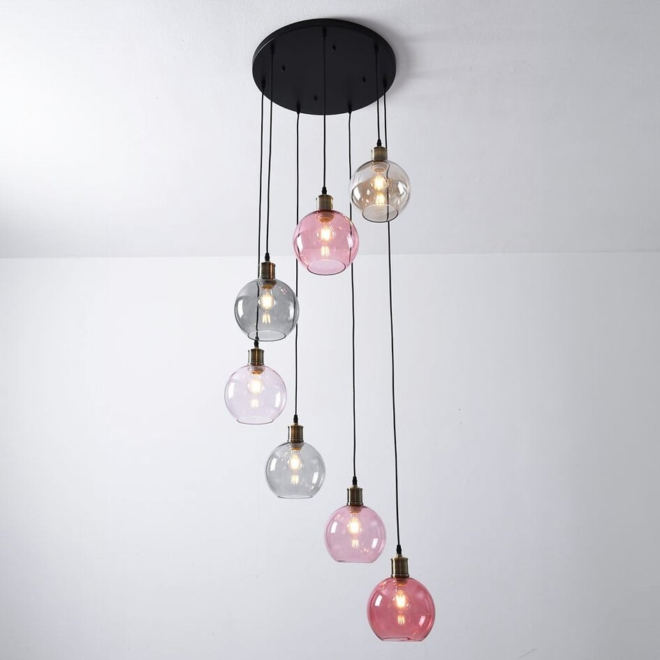 Lampa wisząca 7 światła z kolorowego szkła - Liya