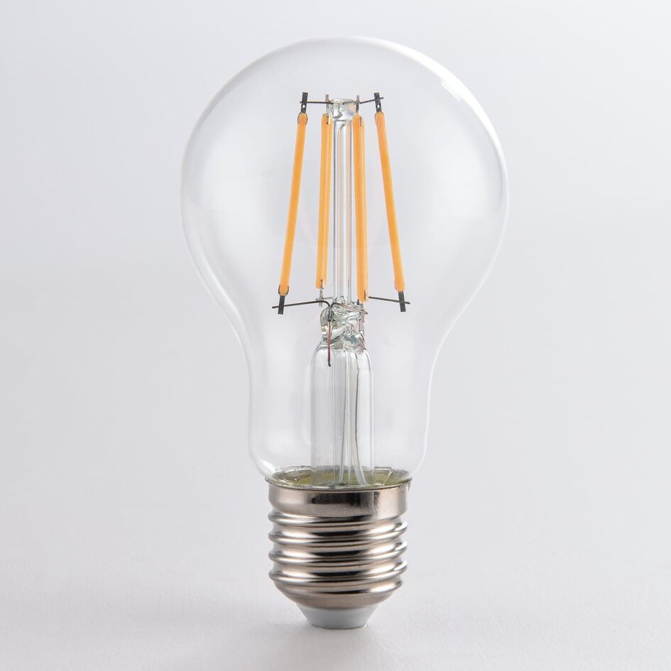 E27 LED żarówka z żarnikiem z czujnikiem światła dziennego 4,5W, przezroczysta, 2700K, Ø60