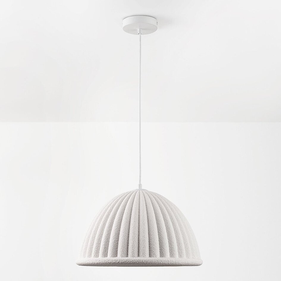 Lampa wisząca Hyske z żebrowanym kloszem - biała