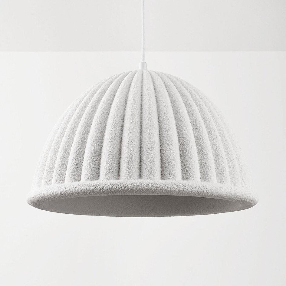 Lampa wisząca Hyske z żebrowanym kloszem - biała