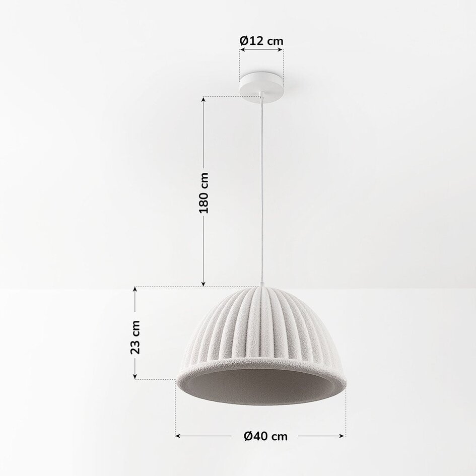 Lampa wisząca Hyske z żebrowanym kloszem - biała