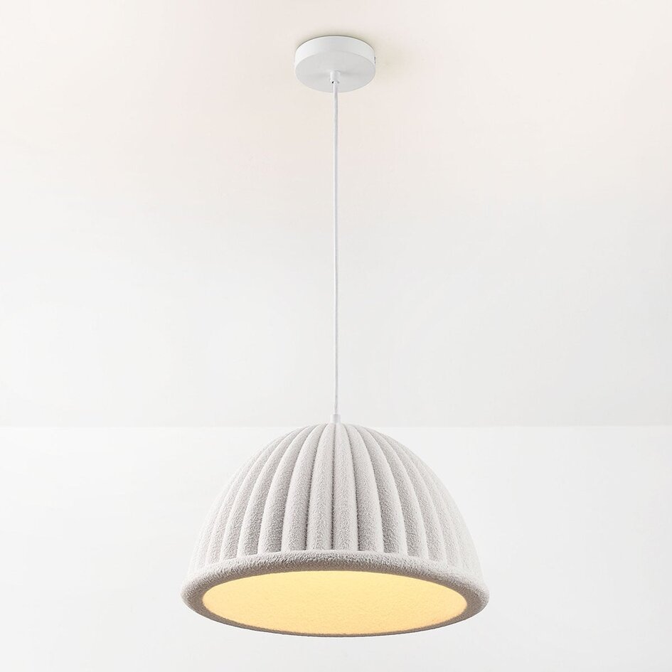 Lampa wisząca Hyske z żebrowanym kloszem - biała