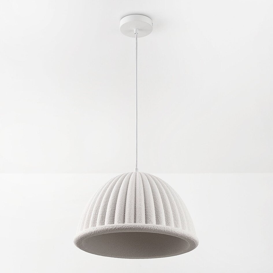 Lampa wisząca Hyske z żebrowanym kloszem - biała