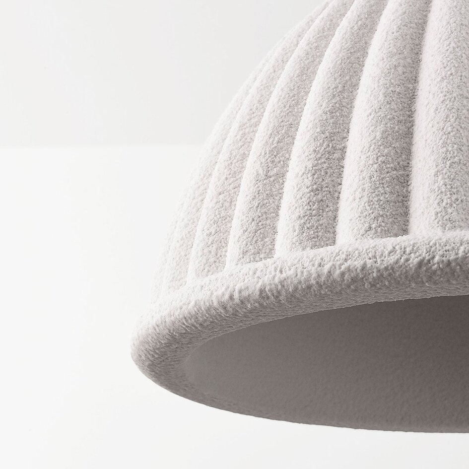Lampa wisząca Hyske z żebrowanym kloszem - biała