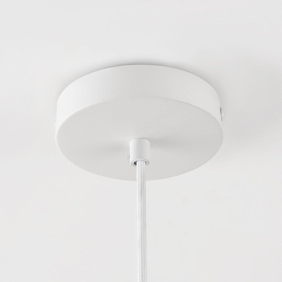 Lampa wisząca Hyske z żebrowanym kloszem - biała