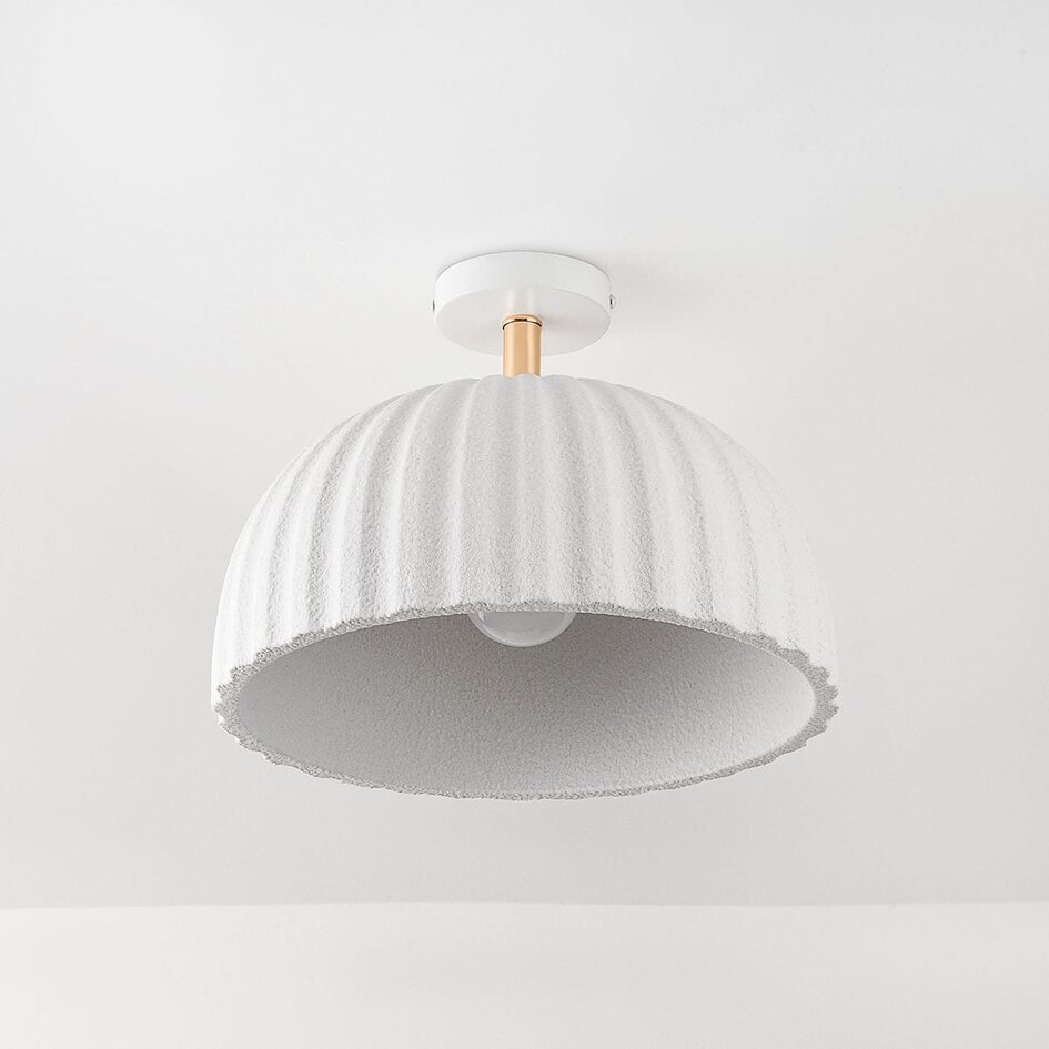 Lampa sufitowa Lysko z żebrowanym kloszem - Białe