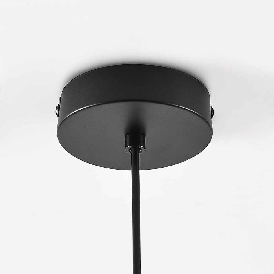 Lampa wisząca Basso złota z szerokim szkłem bursztynowym