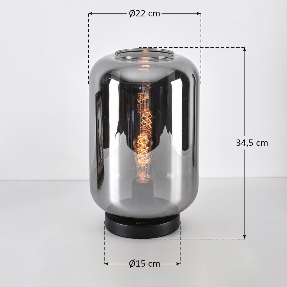 Nowoczesna szklana lampa stołowa czarna ze szkłem dymionym - Solo