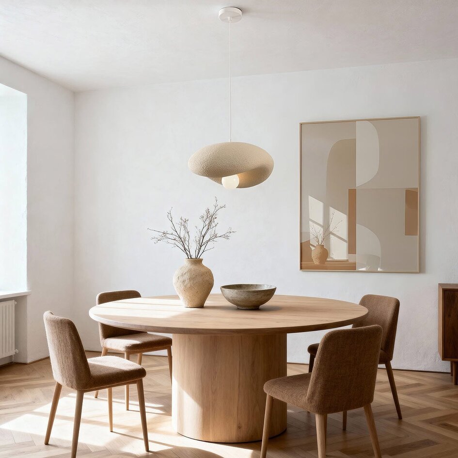 Lampa wisząca Wabi-Sabi Kawa z efektem kamienia w kolorze piaskowo-beżowym – 40 x 36 cm