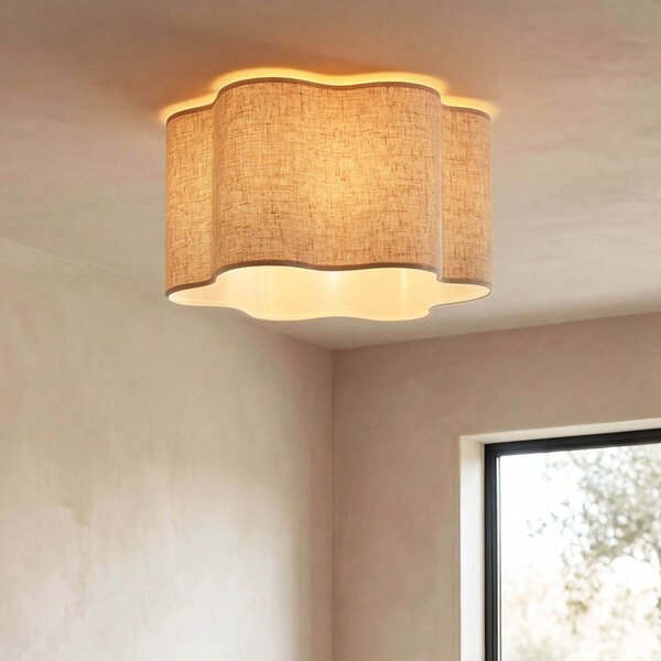 Lampa sufitowa Hiru beżowa z lnianym kloszem Ø40 cm