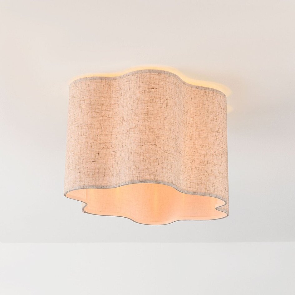 Lampa sufitowa Hiru beżowa z lnianym kloszem Ø40 cm