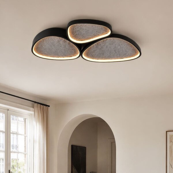 Lampa sufitowa Elpisie z wbudowanym źródłem LED, 3-stopniowo ściemnialne - czarne z efektem kamienia