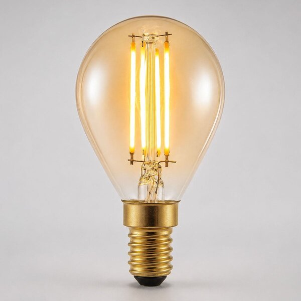E14 3-stopniowo ściemnialna lampa LED filament Ø45 ze szkłem bursztynowym 4,5W 2200K