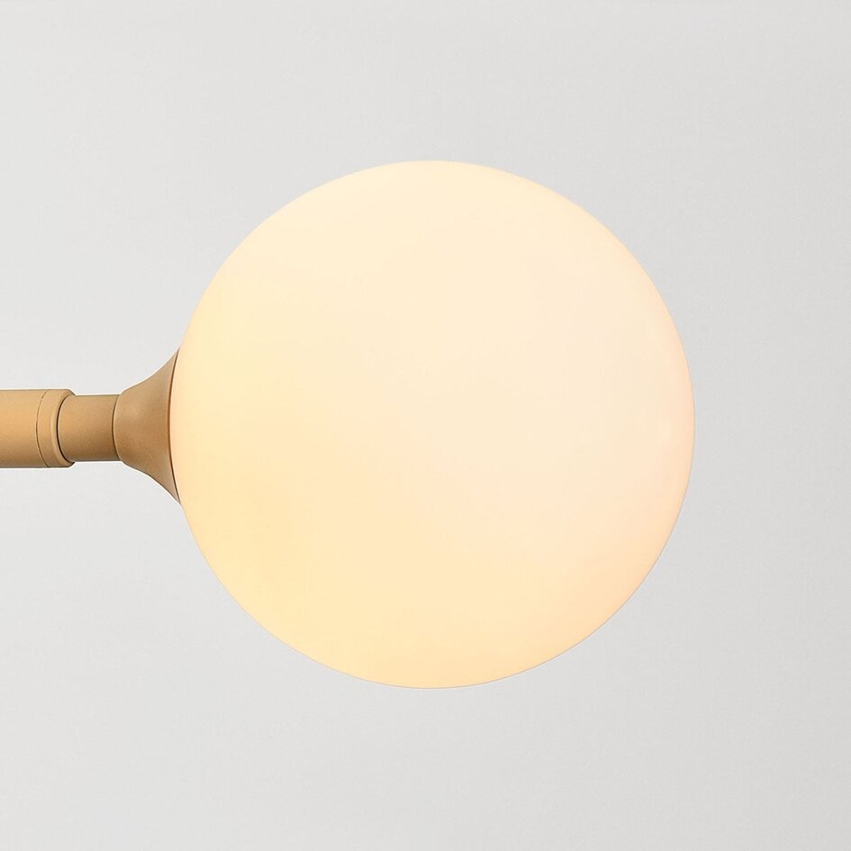 Design lampa wisząca Aster - beżowa z mlecznobiałym szkłem, 6 światła