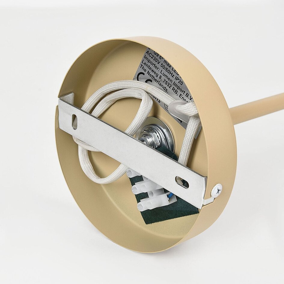 Design lampa wisząca Aster - beżowa z mlecznobiałym szkłem, 6 światła