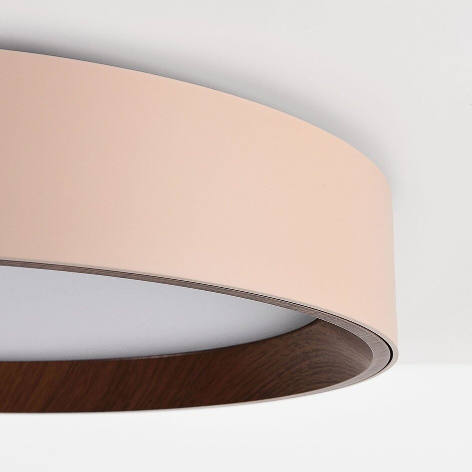 Lampa sufitowa Nardia ze zintegrowanym źródłem LED i 3-stopniowo ściemnialna Ø39 cm - beżowa z akcentem drewnianym