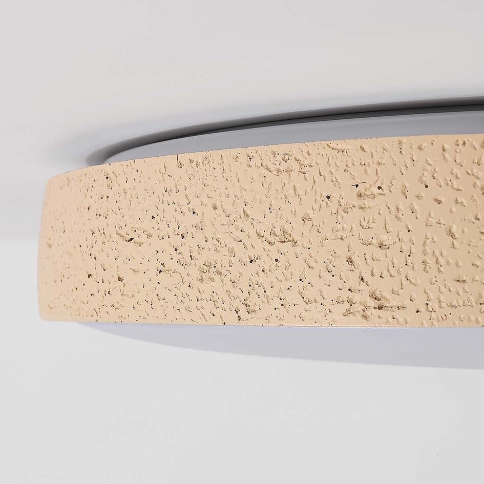 Nowoczesna lampa sufitowa Arvid z beżowym efektem kamienia, 3-stopniowo ściemnialna, Ø40 cm