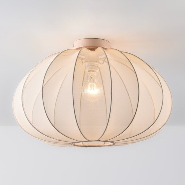 Lampa sufitowa Ecruva z jasnobeżowym kloszem z tkaniny