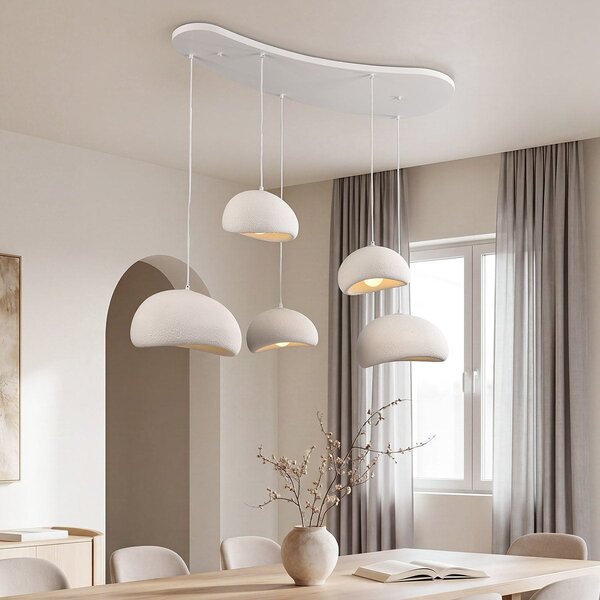 5 światła Wabi-Sabi lampa wisząca Klori białe efekt kamienia