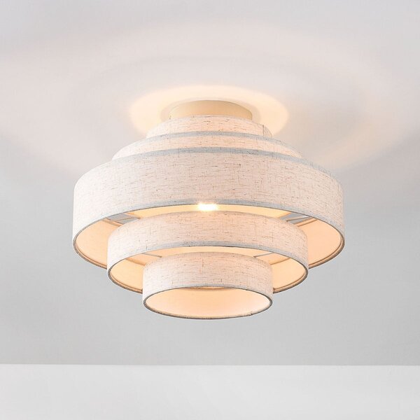 Lampa sufitowa Mavro z warstwowymi lnianymi kloszami - złamana biel