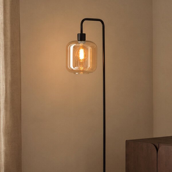 Lampa podłogowa Piedi Czarne z Szkło bursztynowe