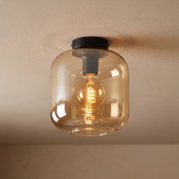 Lampa sufitowa Soli czarna ze szkłem bursztynowym