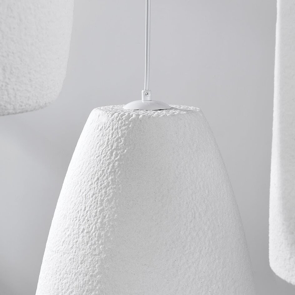 3 światła nowoczesna lampa wisząca Wabi-Sabi z efektem kamienia biała - Kage
