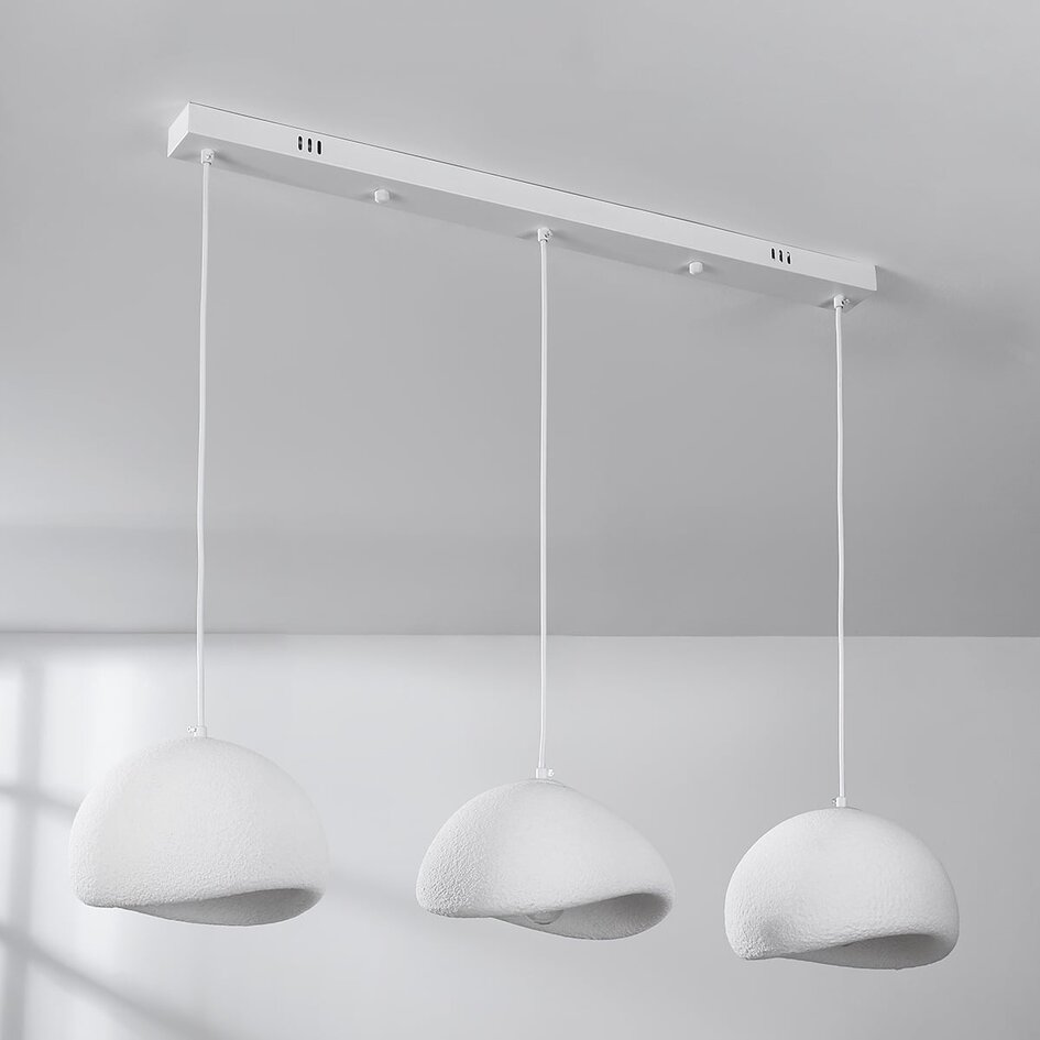 3 światła Lampa wisząca Wabi-Sabi Shibui z białym efektem kamienia - 3 x 30 cm