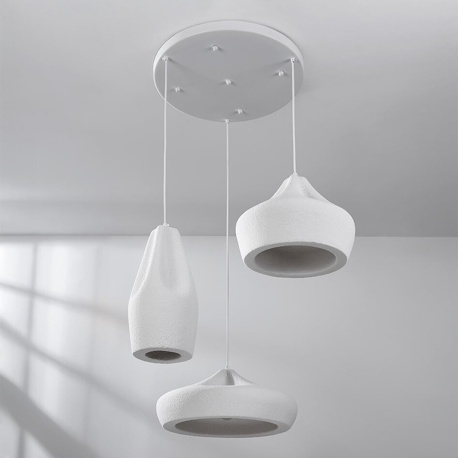 3 światła lampa wisząca biała w stylu Wabi-Sabi - Mizu